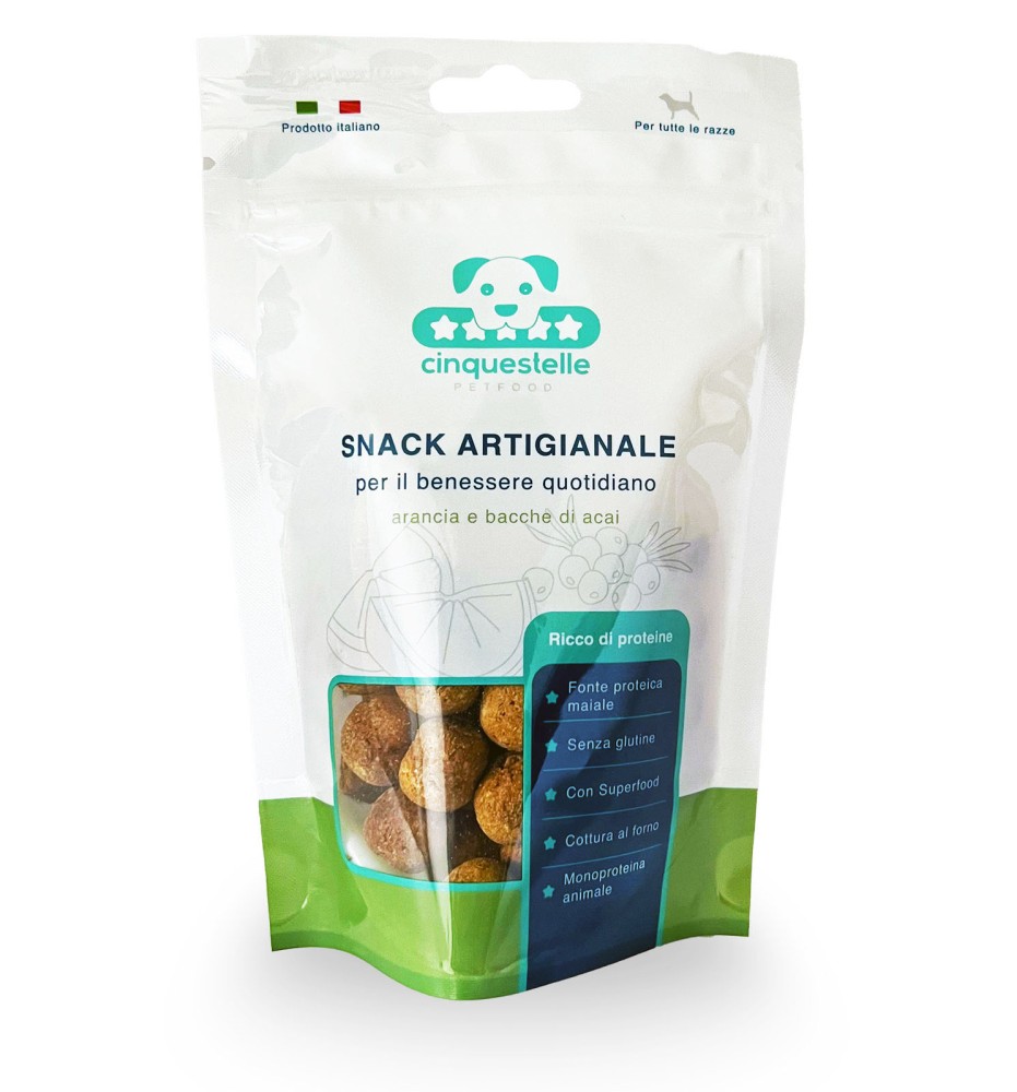 Snack artigianale con arancia e bacche di acai