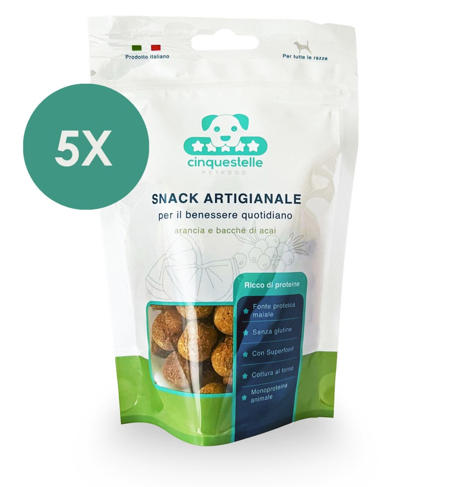 5 Snack artigianali con arancia e bacche di acai